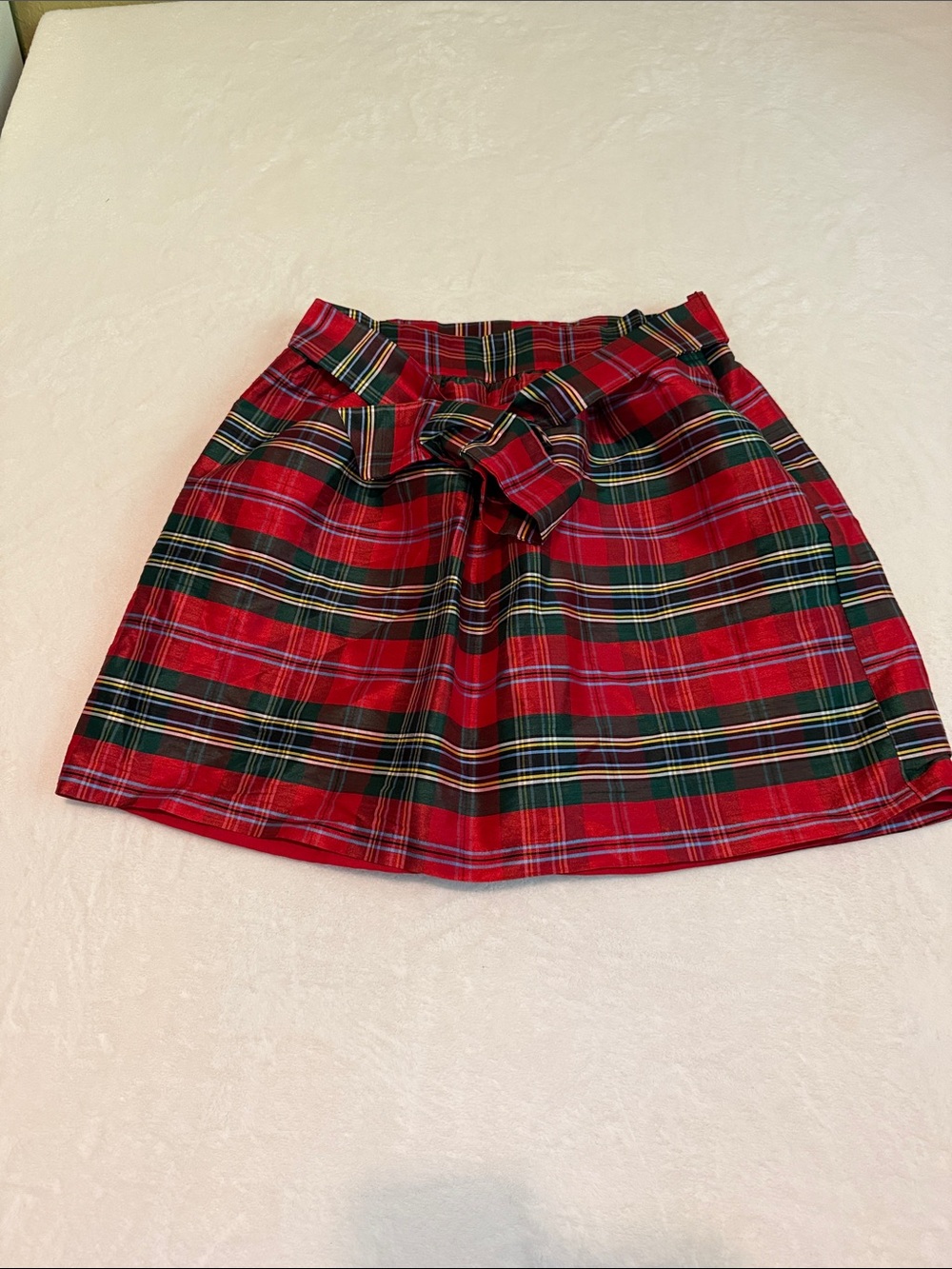 crown & ivy Gorgeous Red Plaid Holiday Mini Skirt